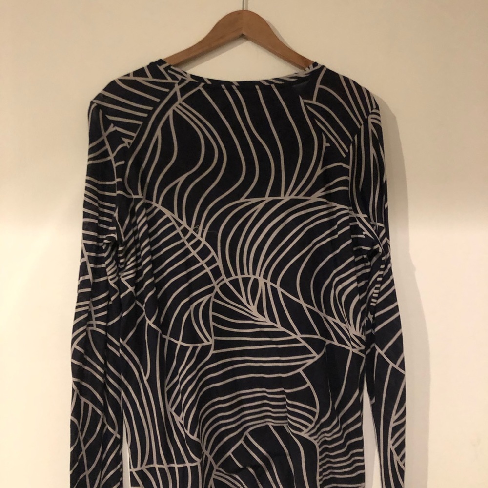 COS Sheet Navy & Cream Flowy Long Sleeved Shirt L